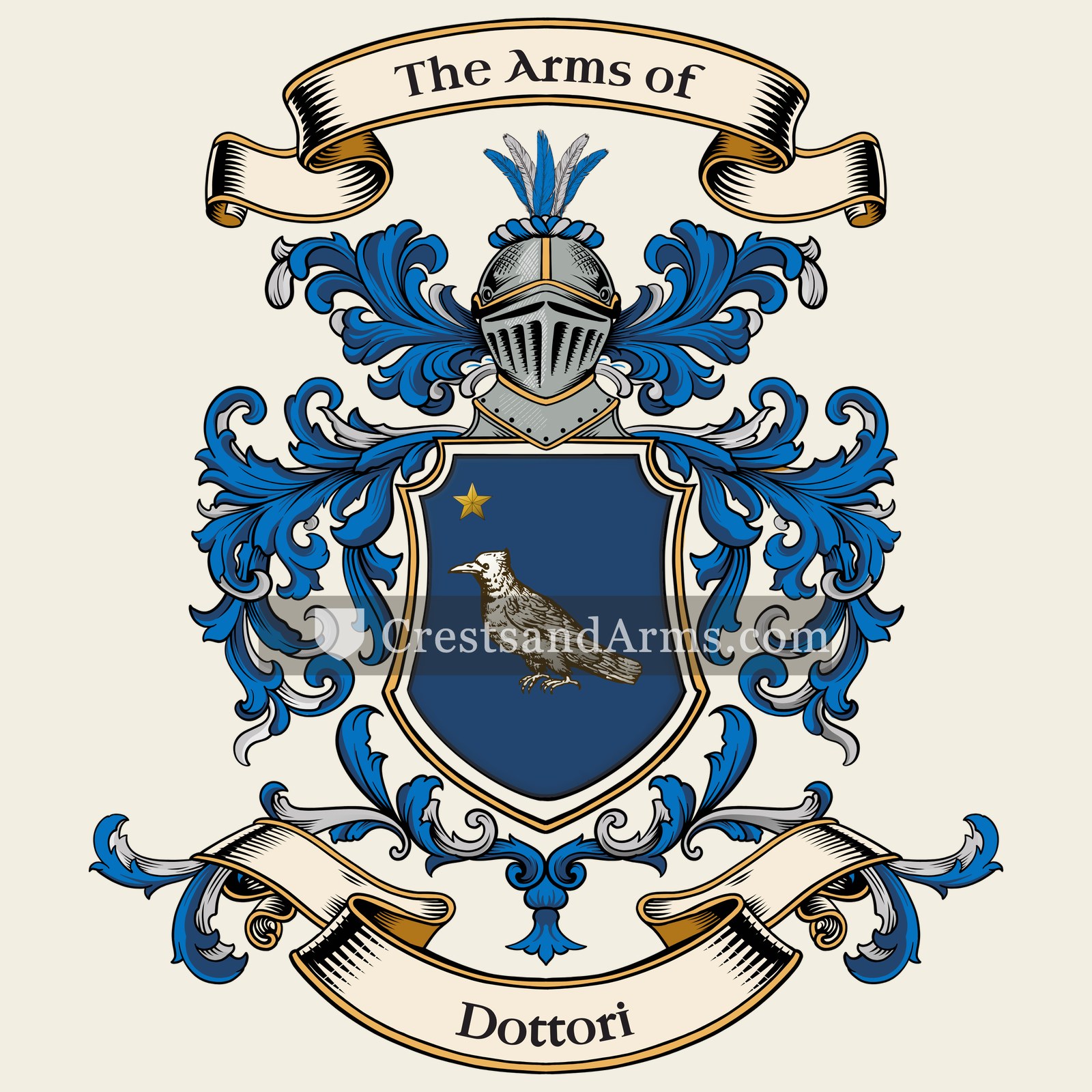 The Dottori coat of arms, drawn from the recorded blazon