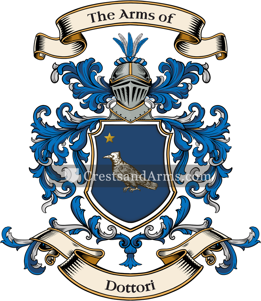The Dottori coat of arms, drawn from the recorded blazon