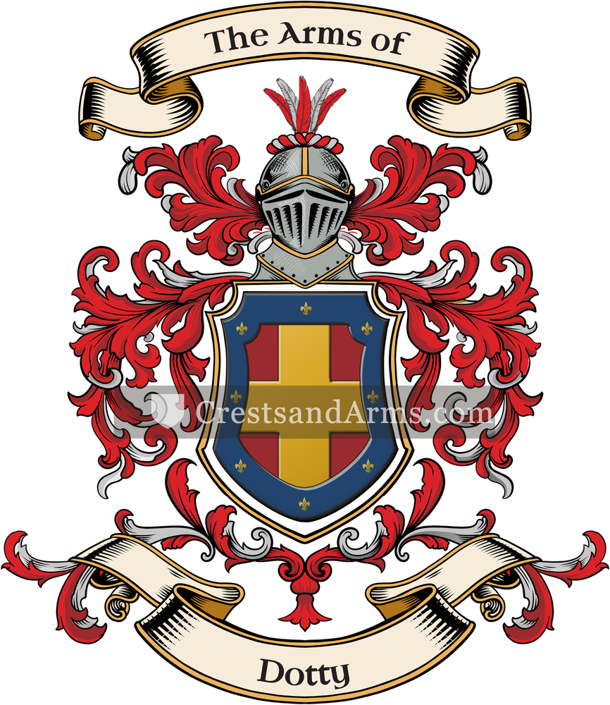 The Dotty coat of arms, drawn from the recorded blazon