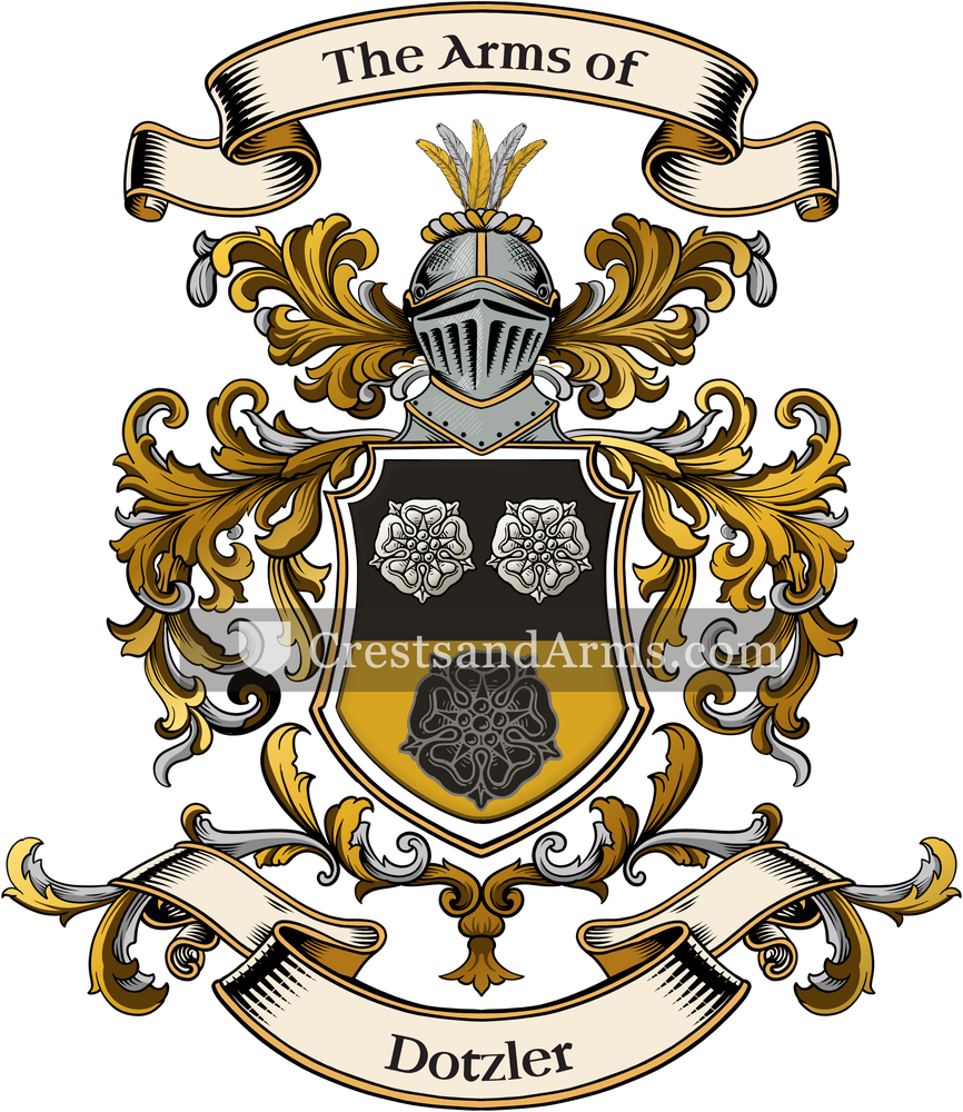The Dotzler coat of arms, drawn from the recorded blazon