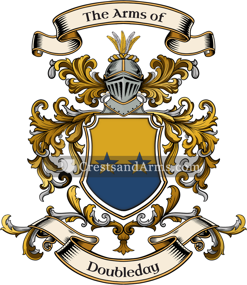 The Doubleday coat of arms, drawn from the recorded blazon