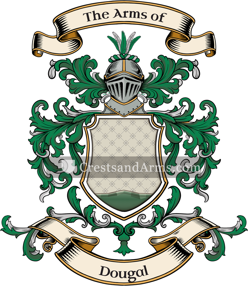 The Dougal coat of arms, drawn from the recorded blazon
