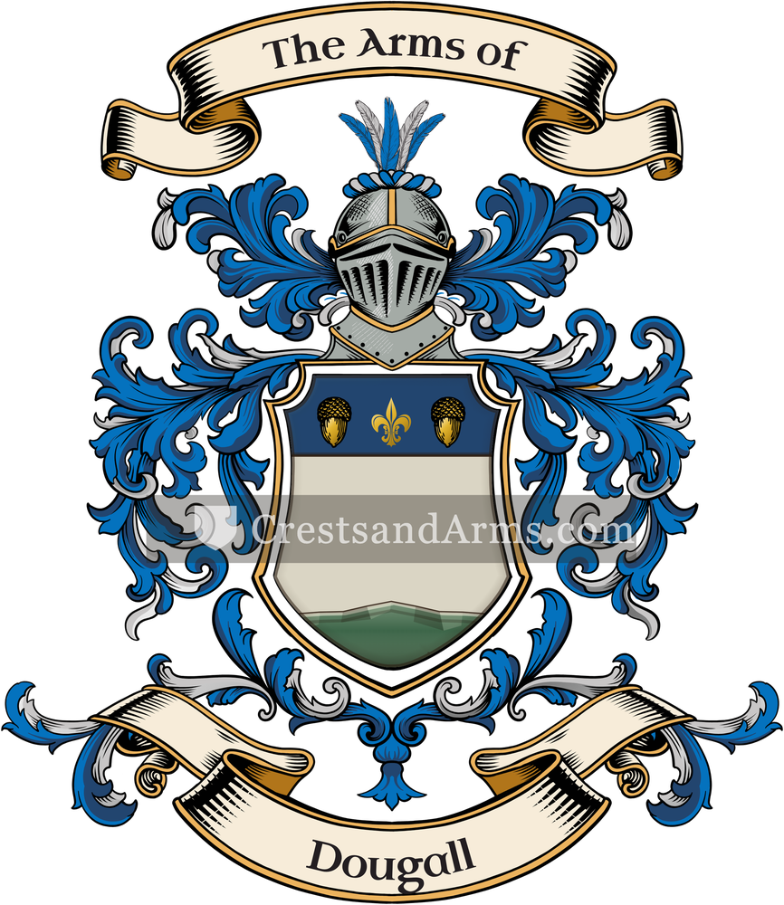 The Dougall coat of arms, drawn from the recorded blazon