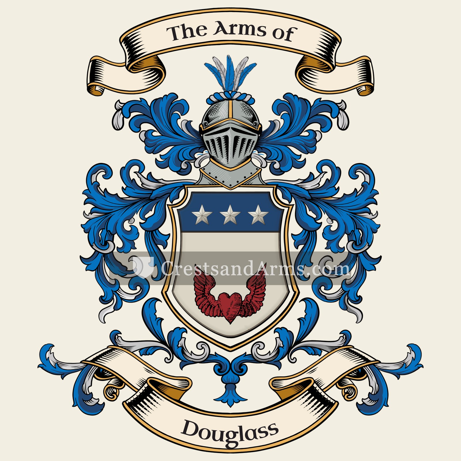 The Douglass coat of arms, drawn from the recorded blazon
