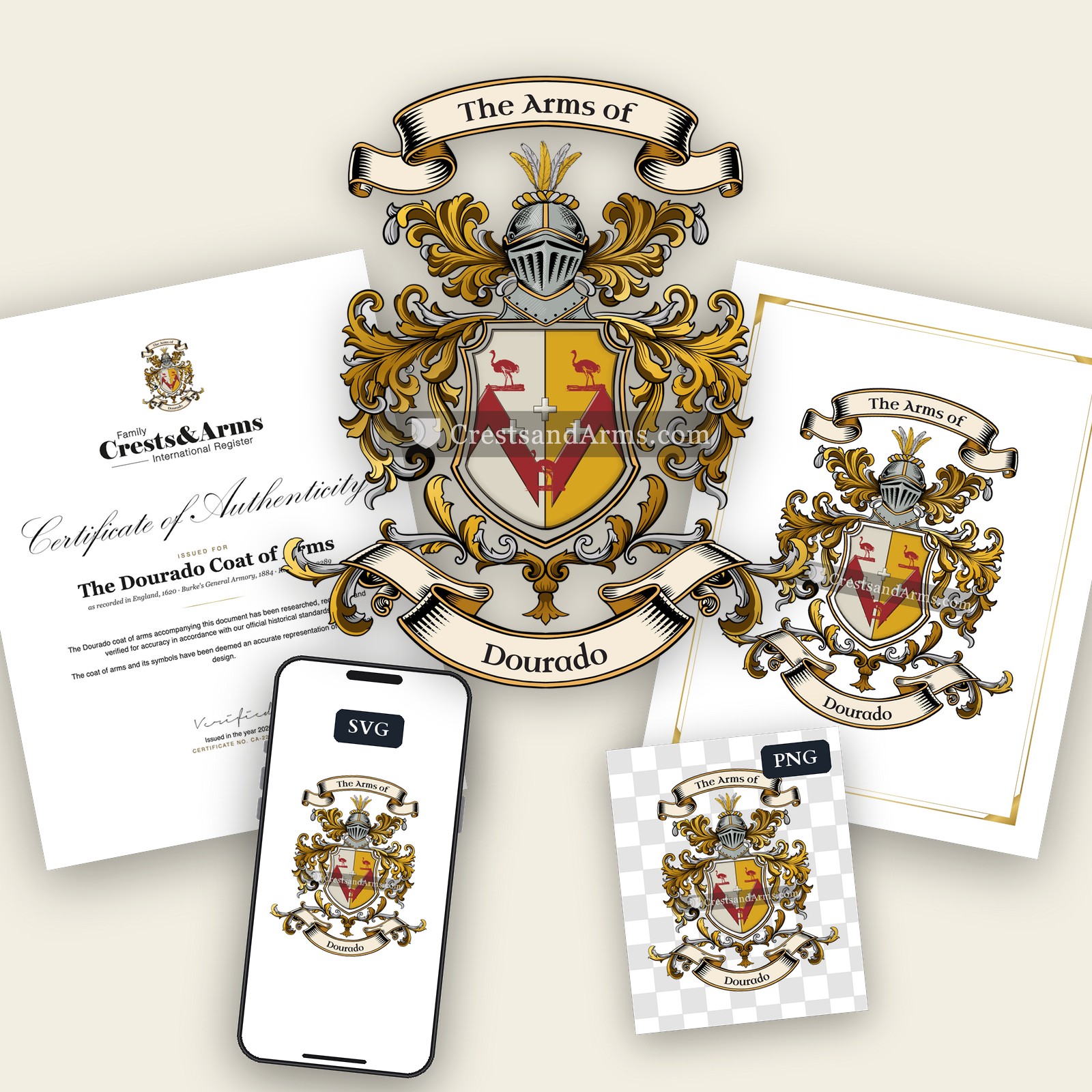 The Dourado arms on the coat of arms — digital pack