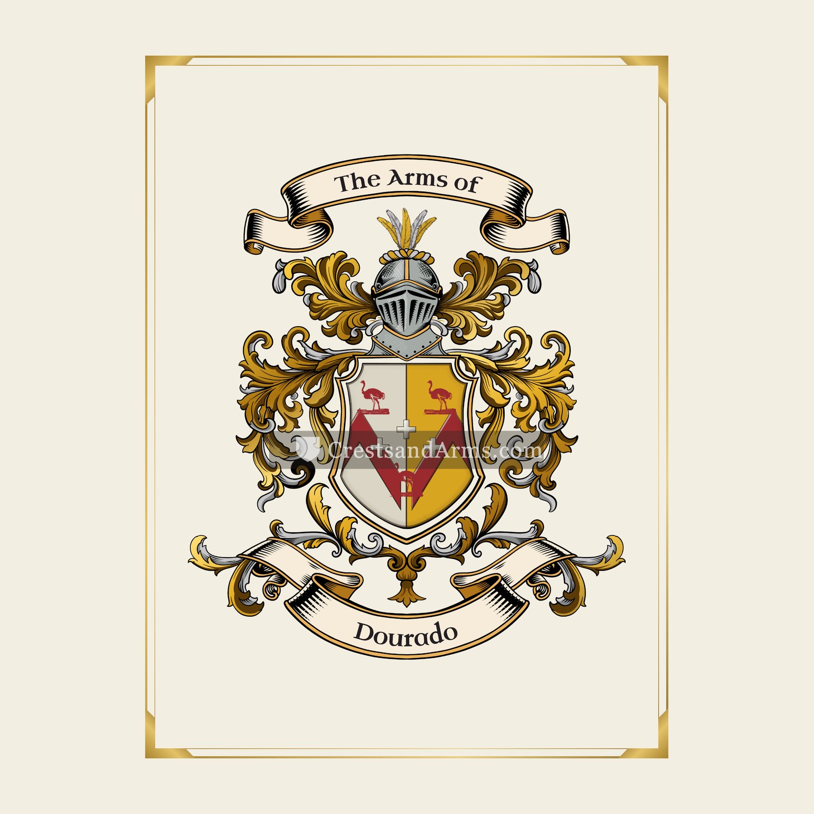 With gold border
