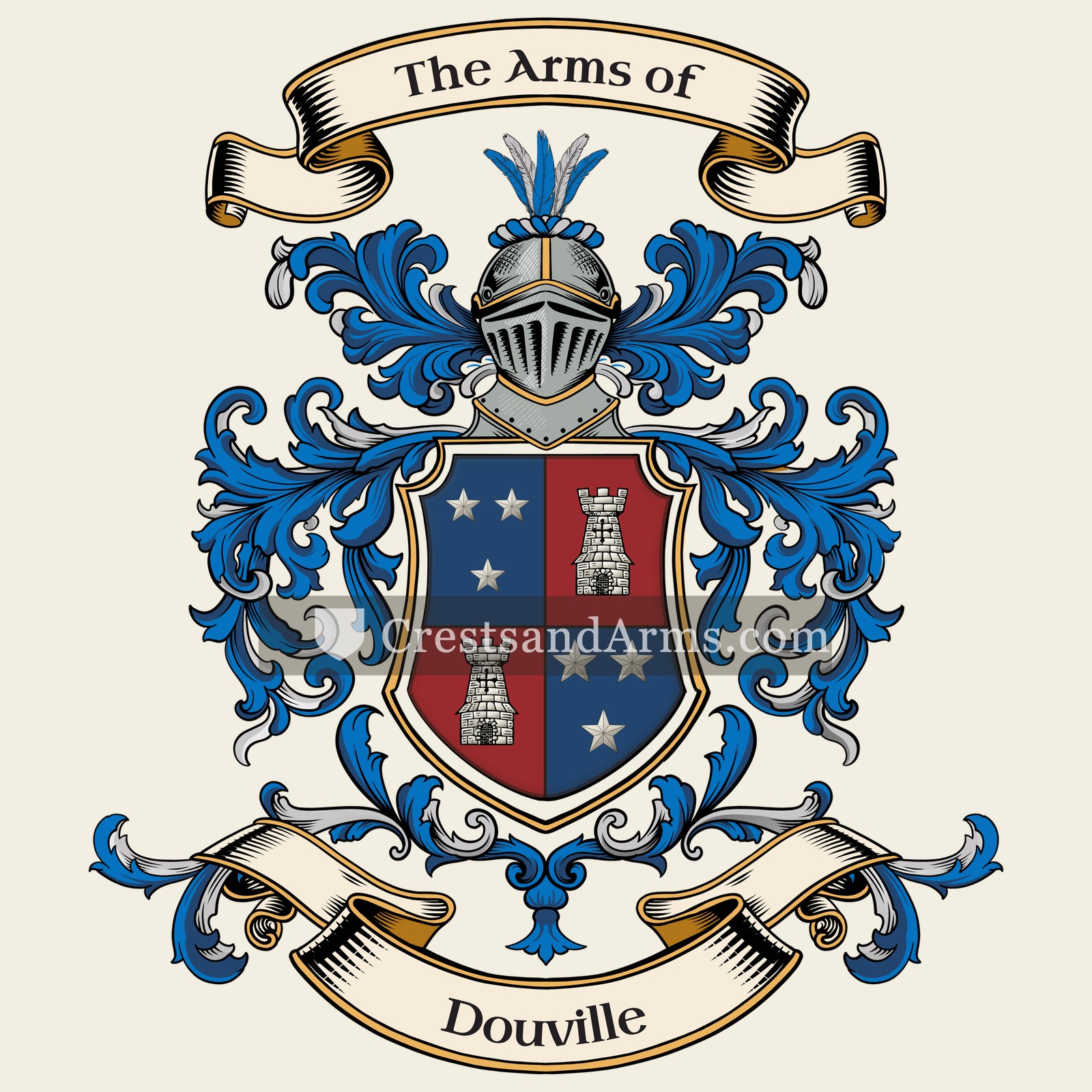 The Douville coat of arms, drawn from the recorded blazon