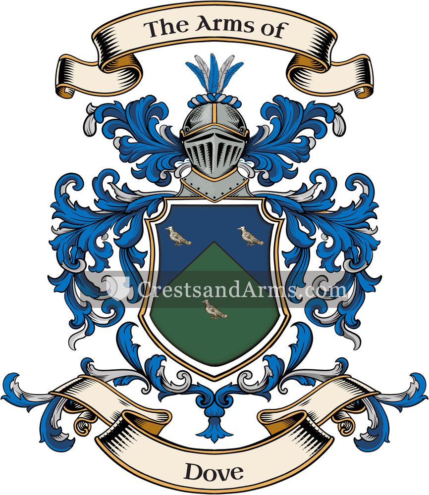 The Dove coat of arms, drawn from the recorded blazon