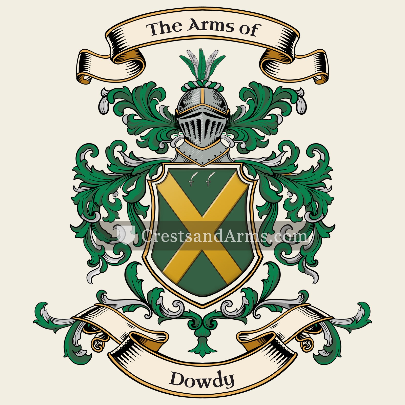 The Dowdy coat of arms, drawn from the recorded blazon