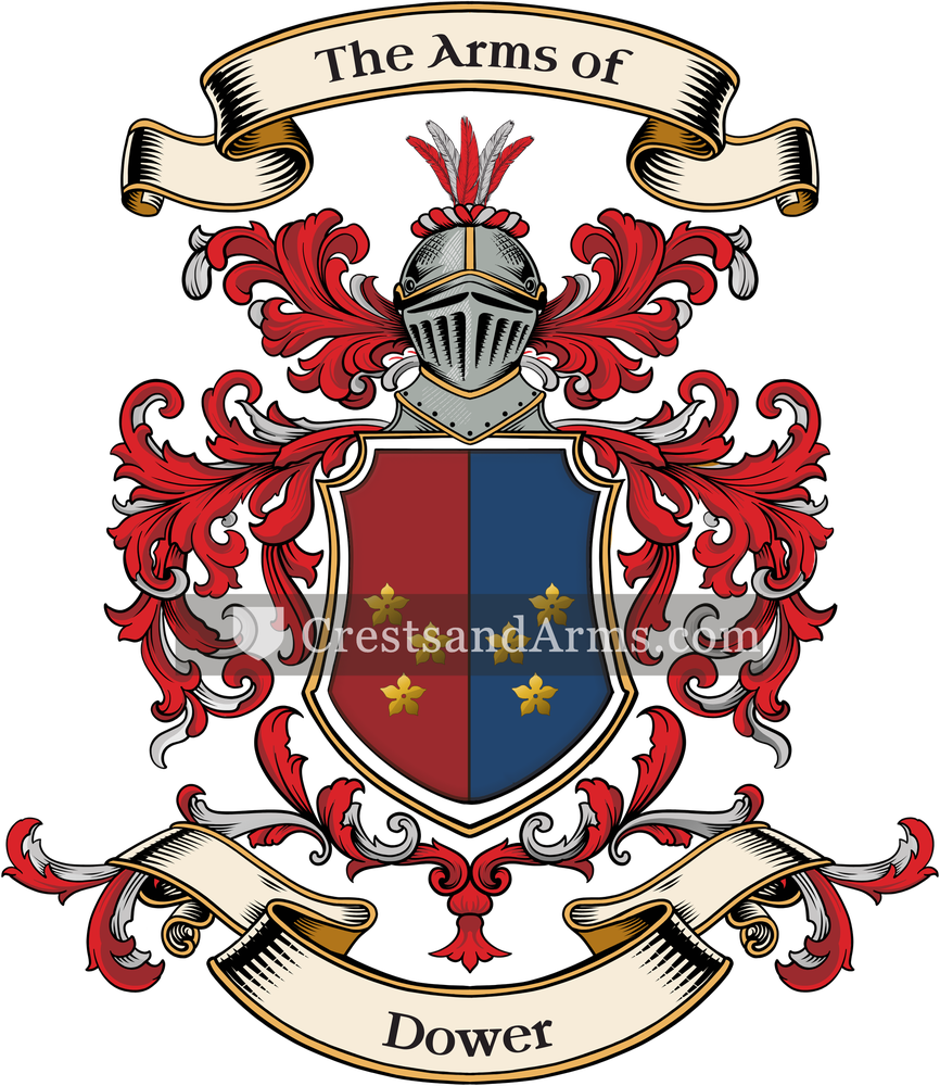 The Dower coat of arms, drawn from the recorded blazon