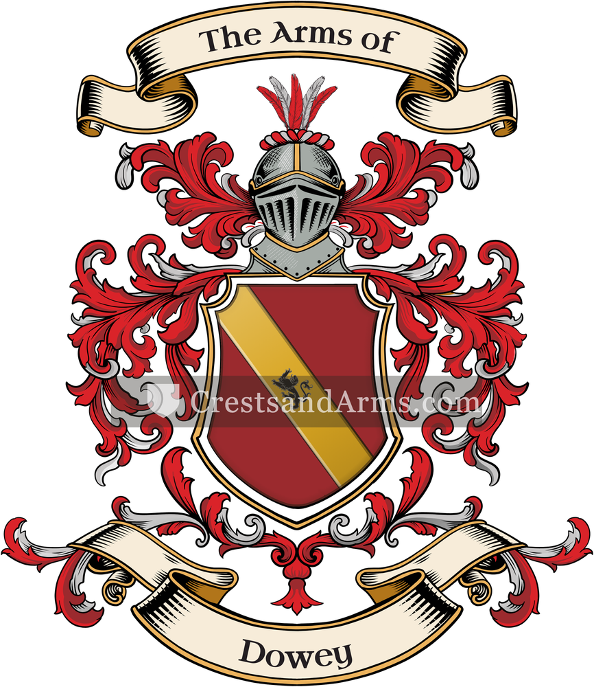 The Dowey coat of arms, drawn from the recorded blazon