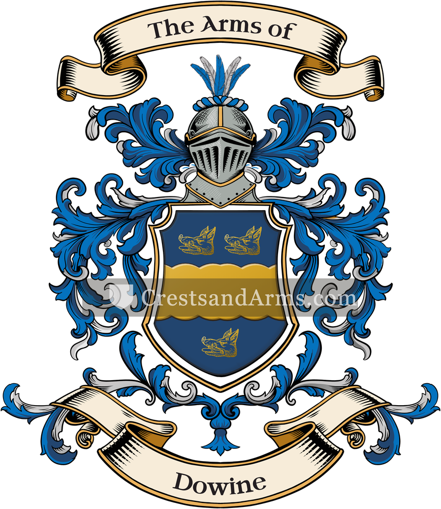 The Dowine coat of arms, drawn from the recorded blazon