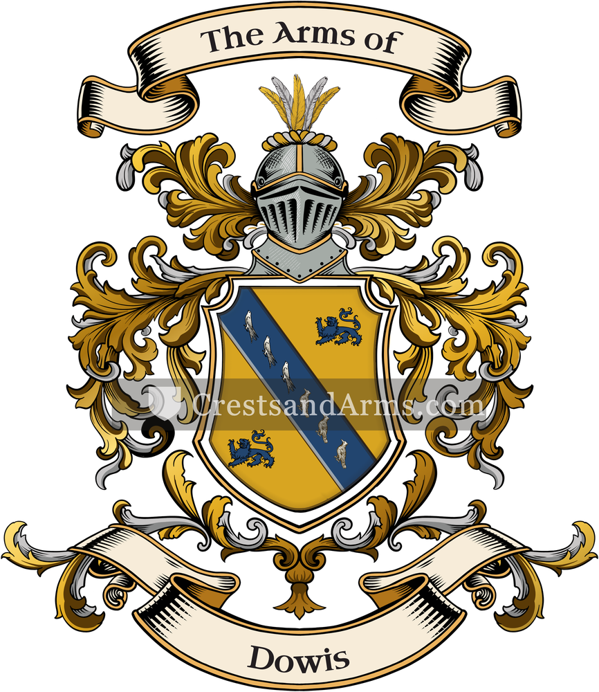 The Dowis coat of arms, drawn from the recorded blazon