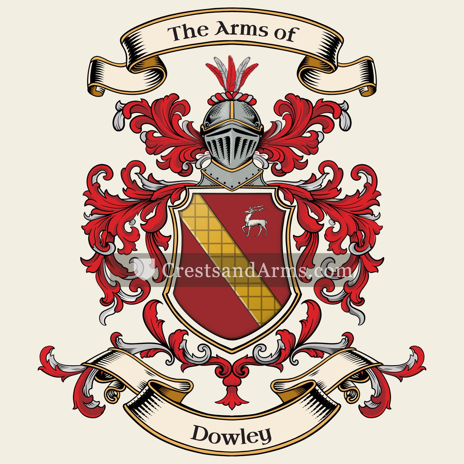 The Dowley coat of arms, drawn from the recorded blazon