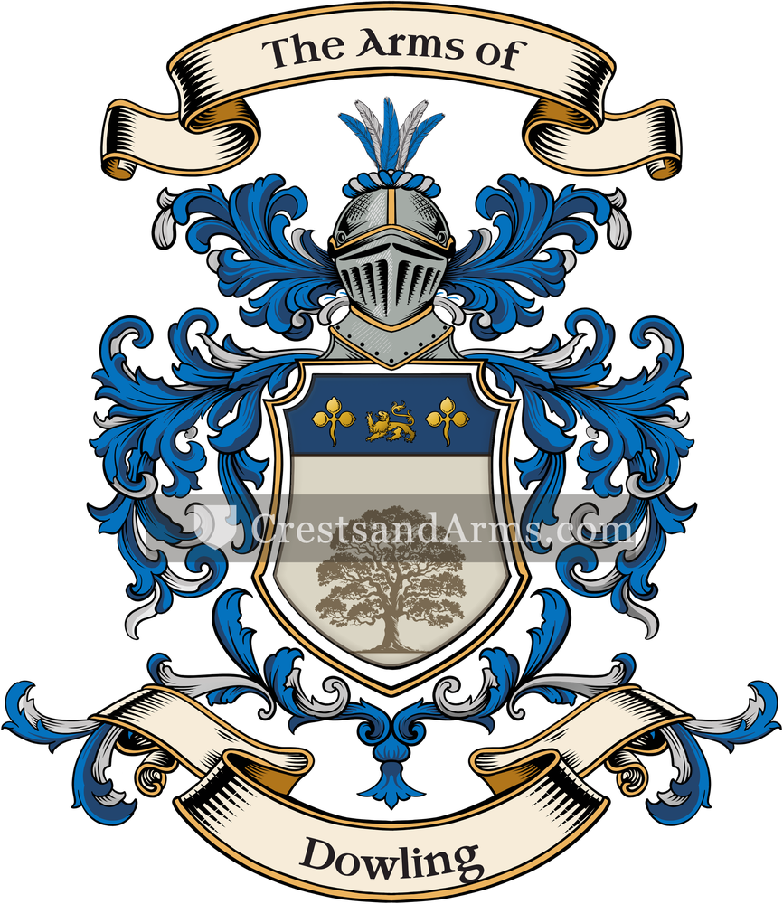 The Dowling coat of arms, drawn from the recorded blazon