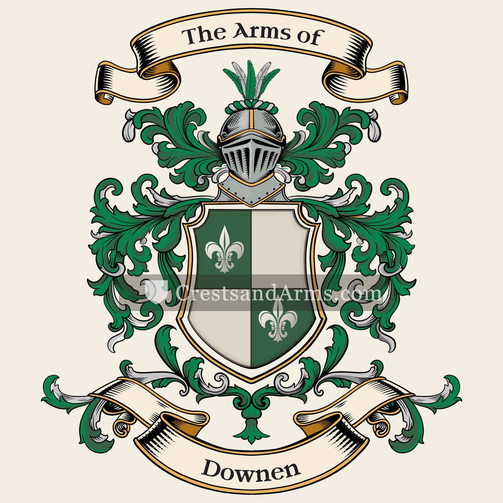 The Downen coat of arms, drawn from the recorded blazon