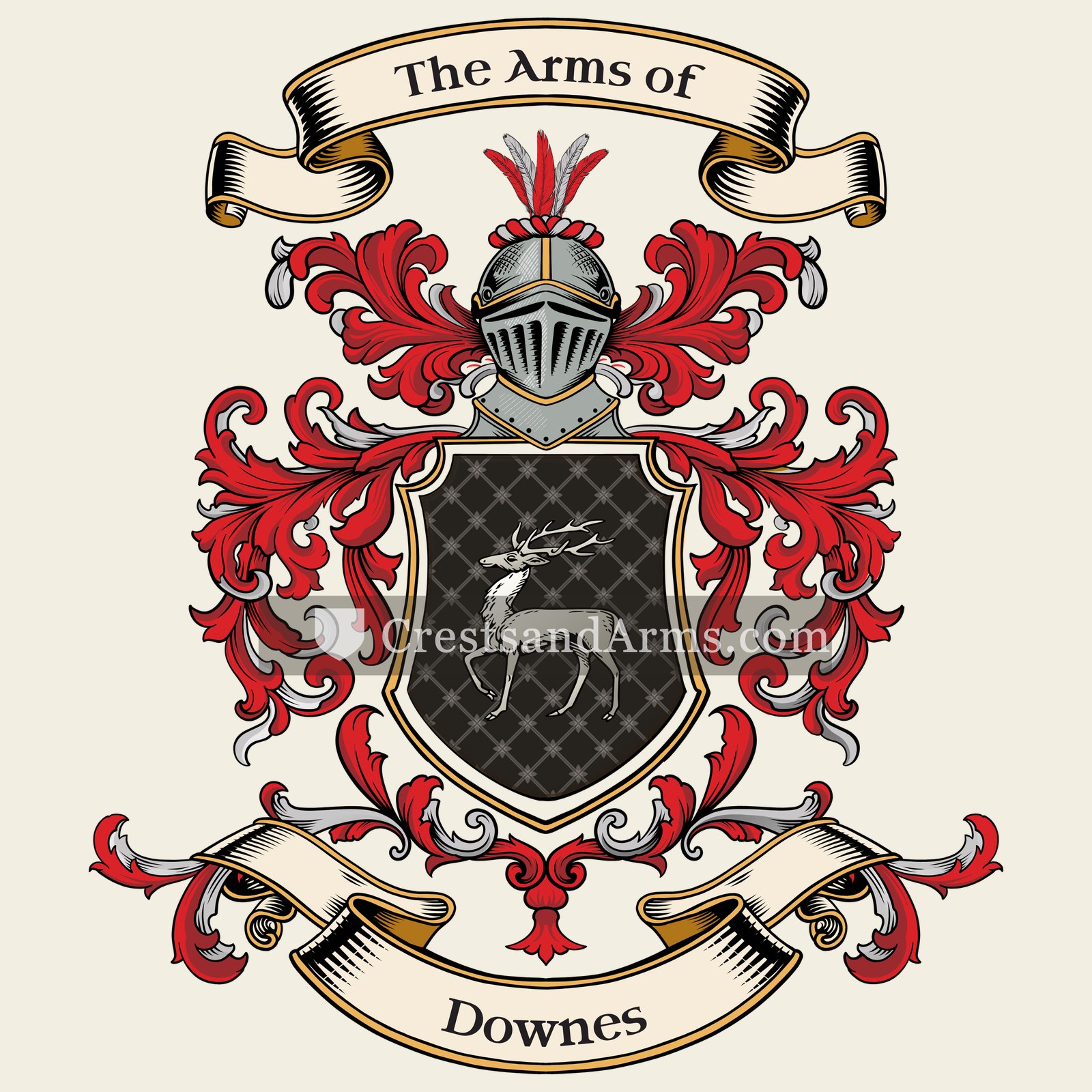 The Downes coat of arms, drawn from the recorded blazon