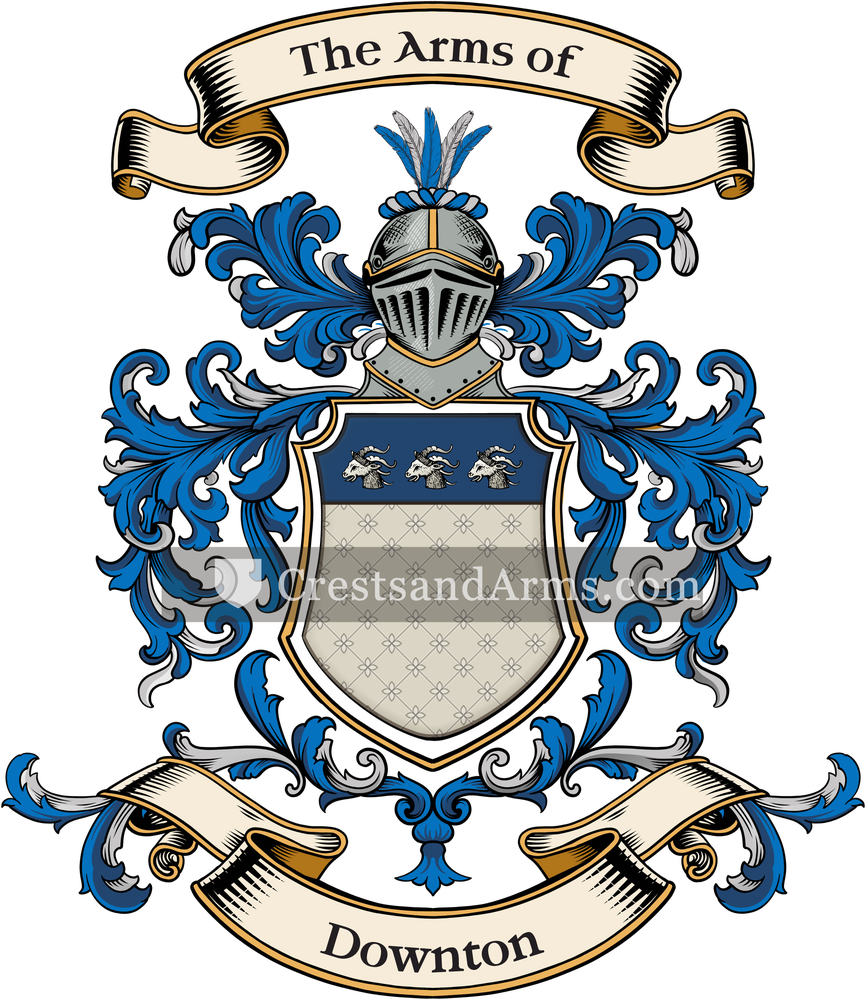 The Downton coat of arms, drawn from the recorded blazon