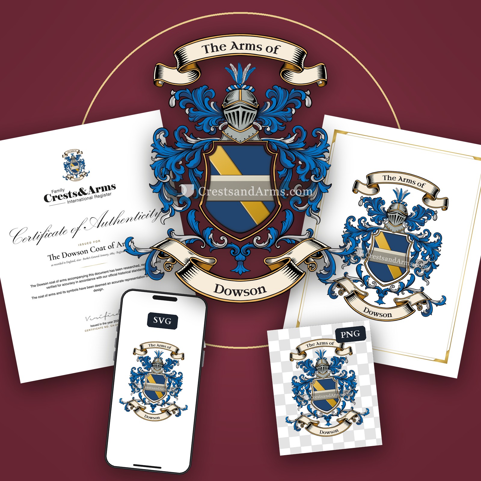 The Dowson arms on the coat of arms — digital pack