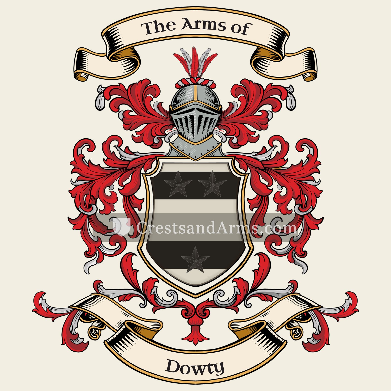 The Dowty coat of arms, drawn from the recorded blazon