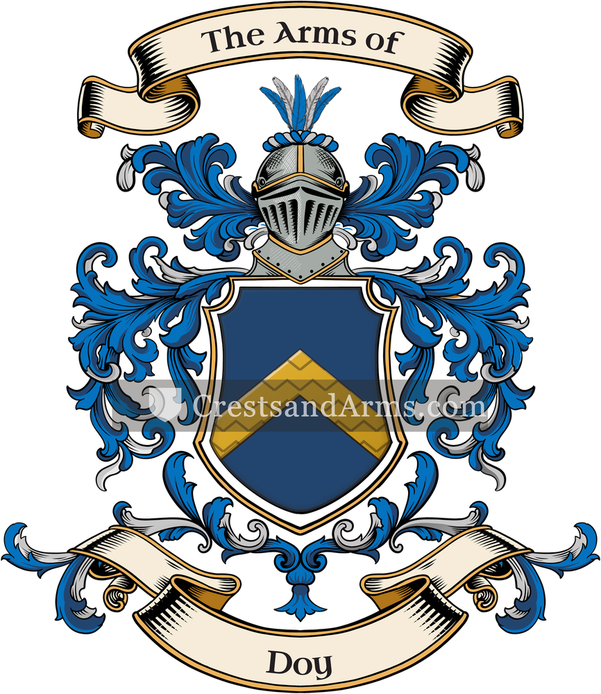 The Doy coat of arms, drawn from the recorded blazon