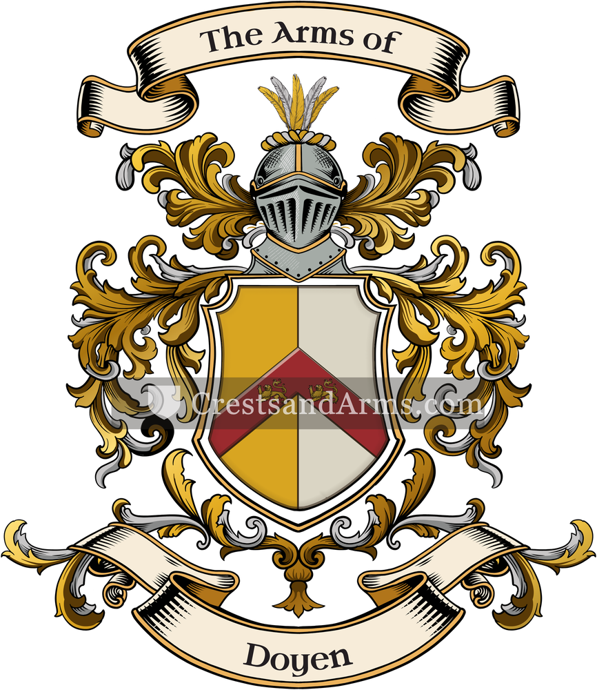 The Doyen coat of arms, drawn from the recorded blazon