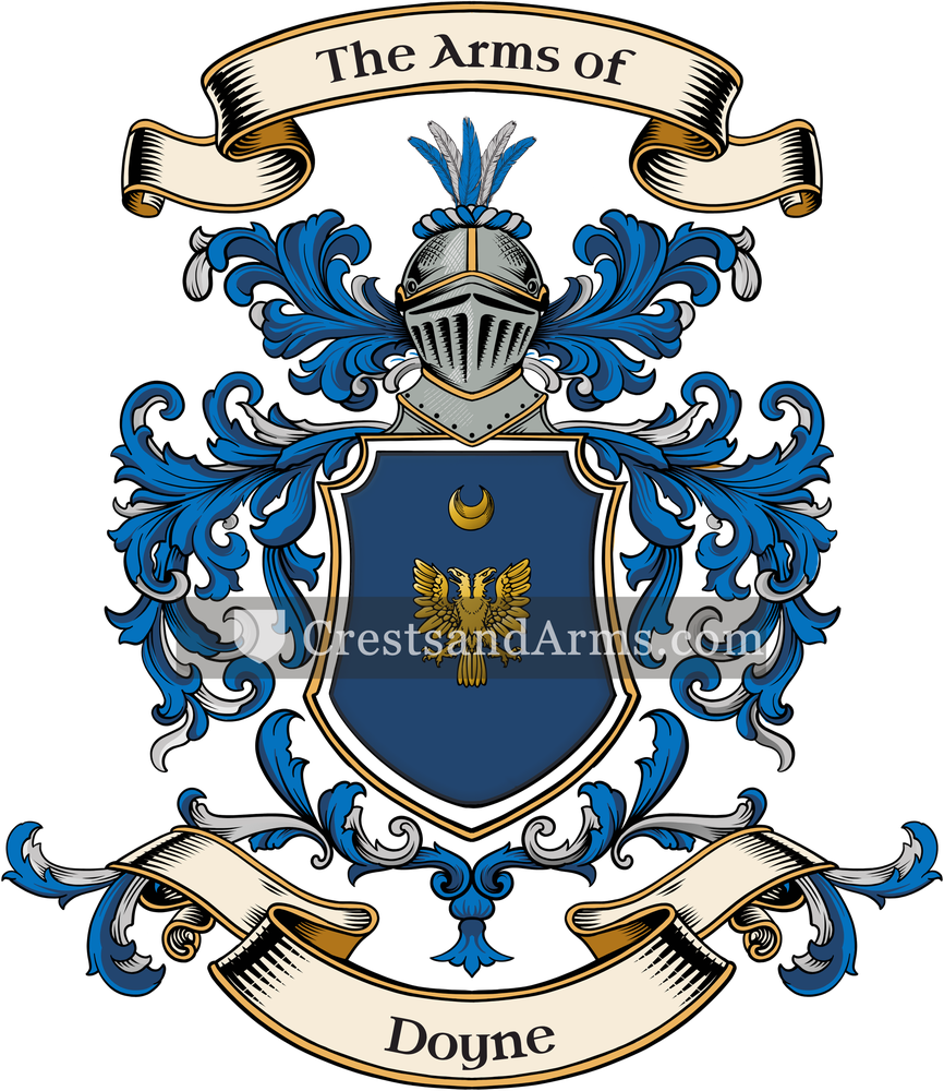 The Doyne coat of arms, drawn from the recorded blazon