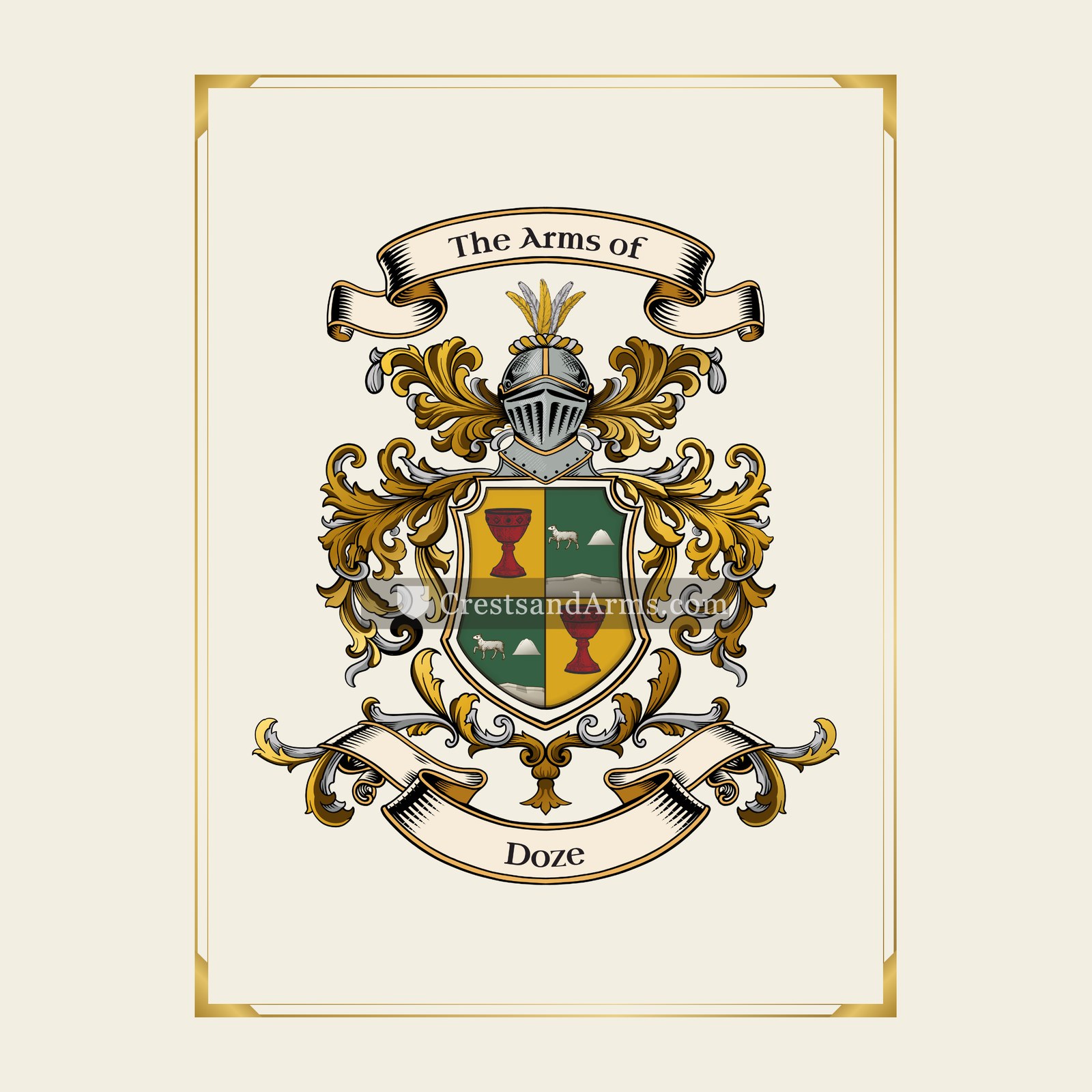 With gold border