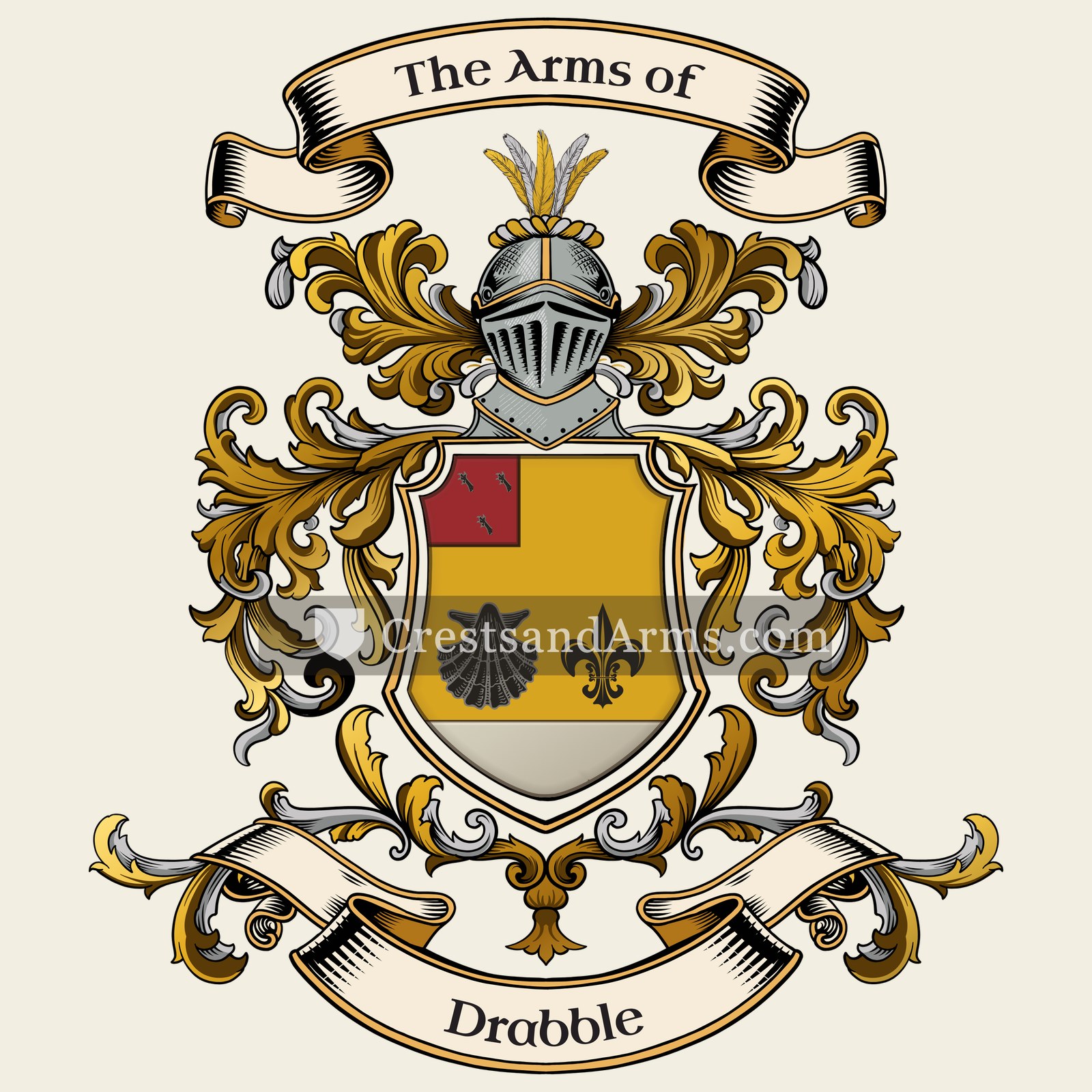 The Drabble coat of arms, drawn from the recorded blazon