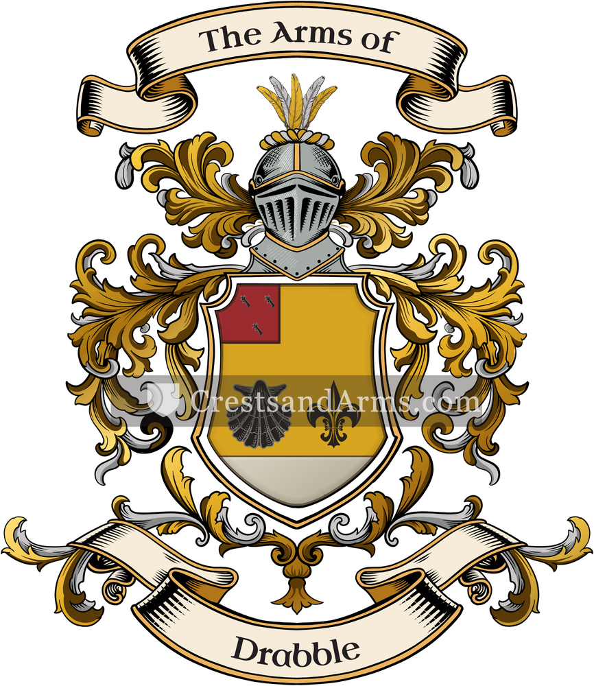 The Drabble coat of arms, drawn from the recorded blazon