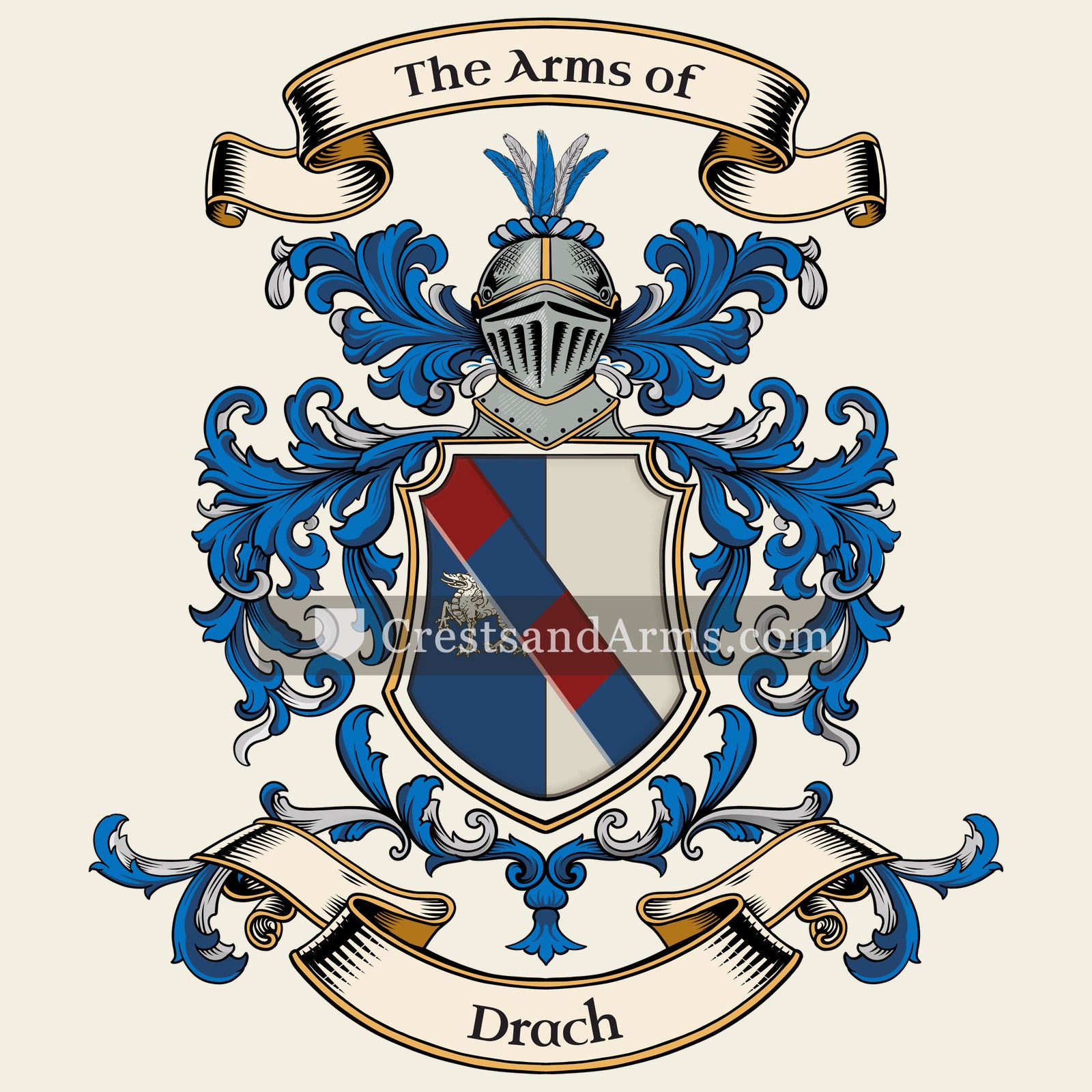 The Drach coat of arms, drawn from the recorded blazon
