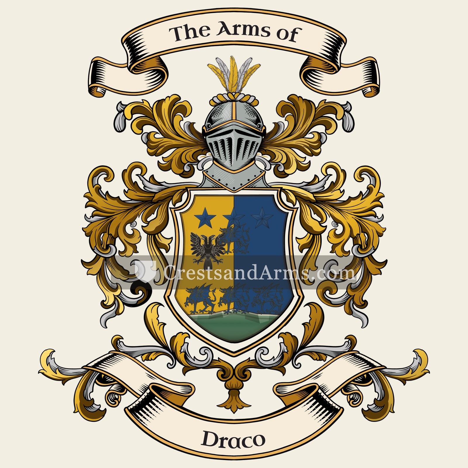 The Draco coat of arms, drawn from the recorded blazon