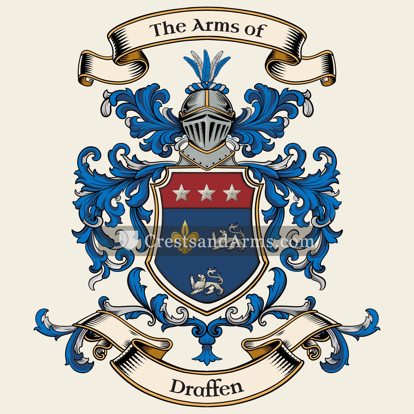 The Draffen coat of arms, drawn from the recorded blazon