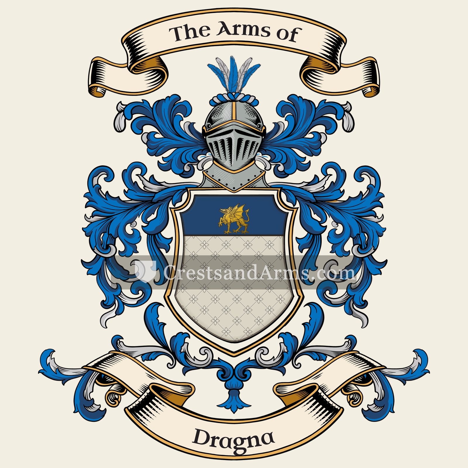 The Dragna coat of arms, drawn from the recorded blazon
