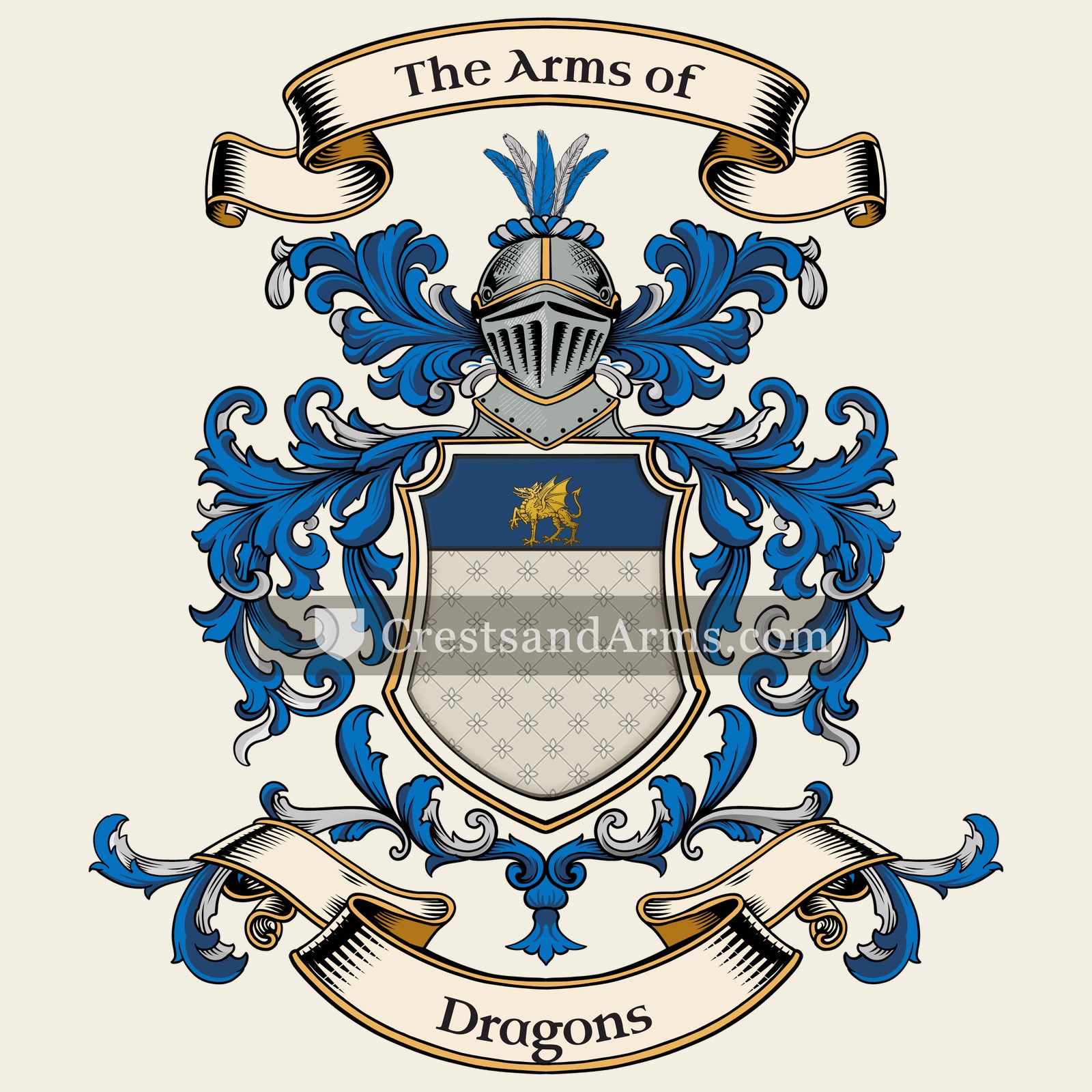 The Dragons coat of arms, drawn from the recorded blazon