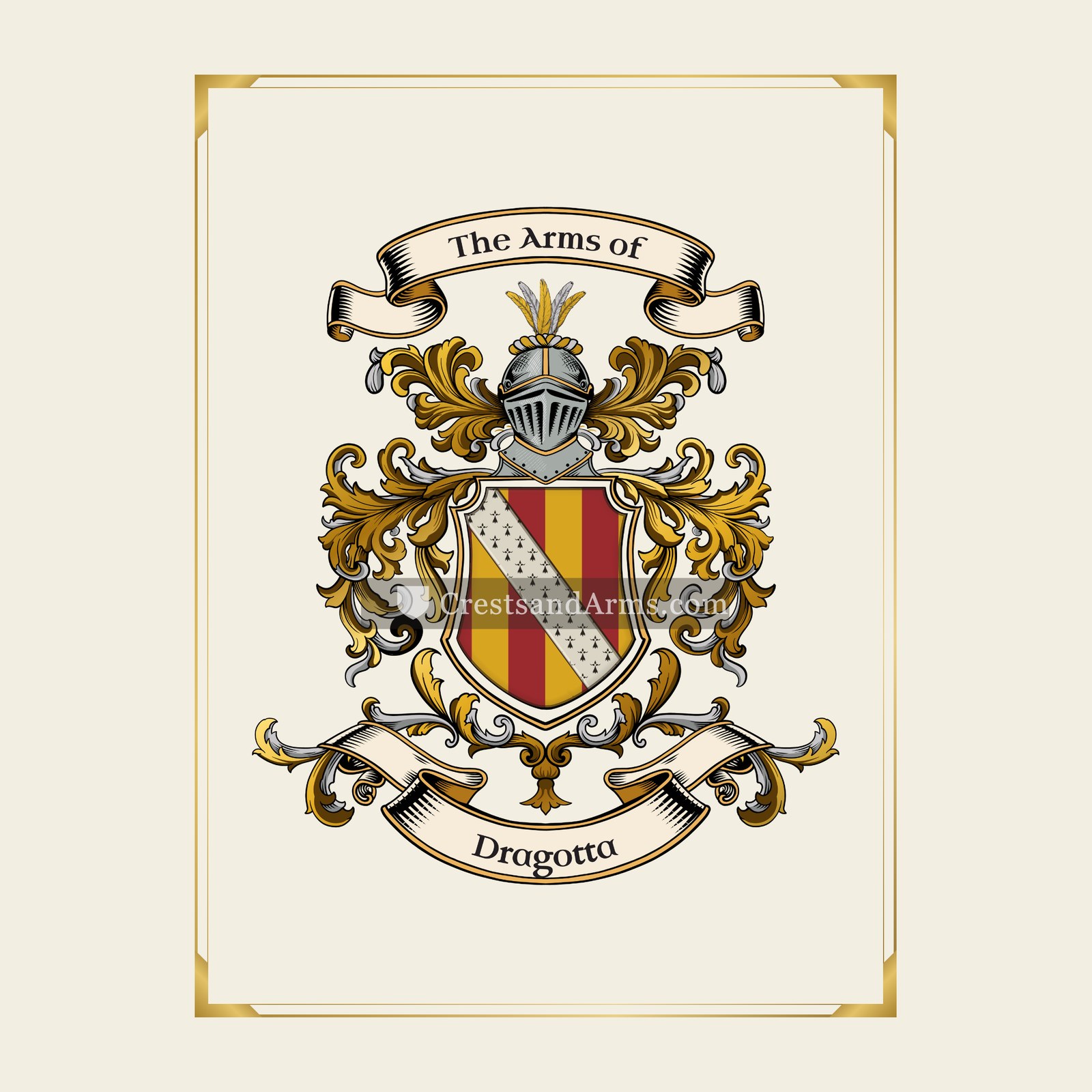 With gold border