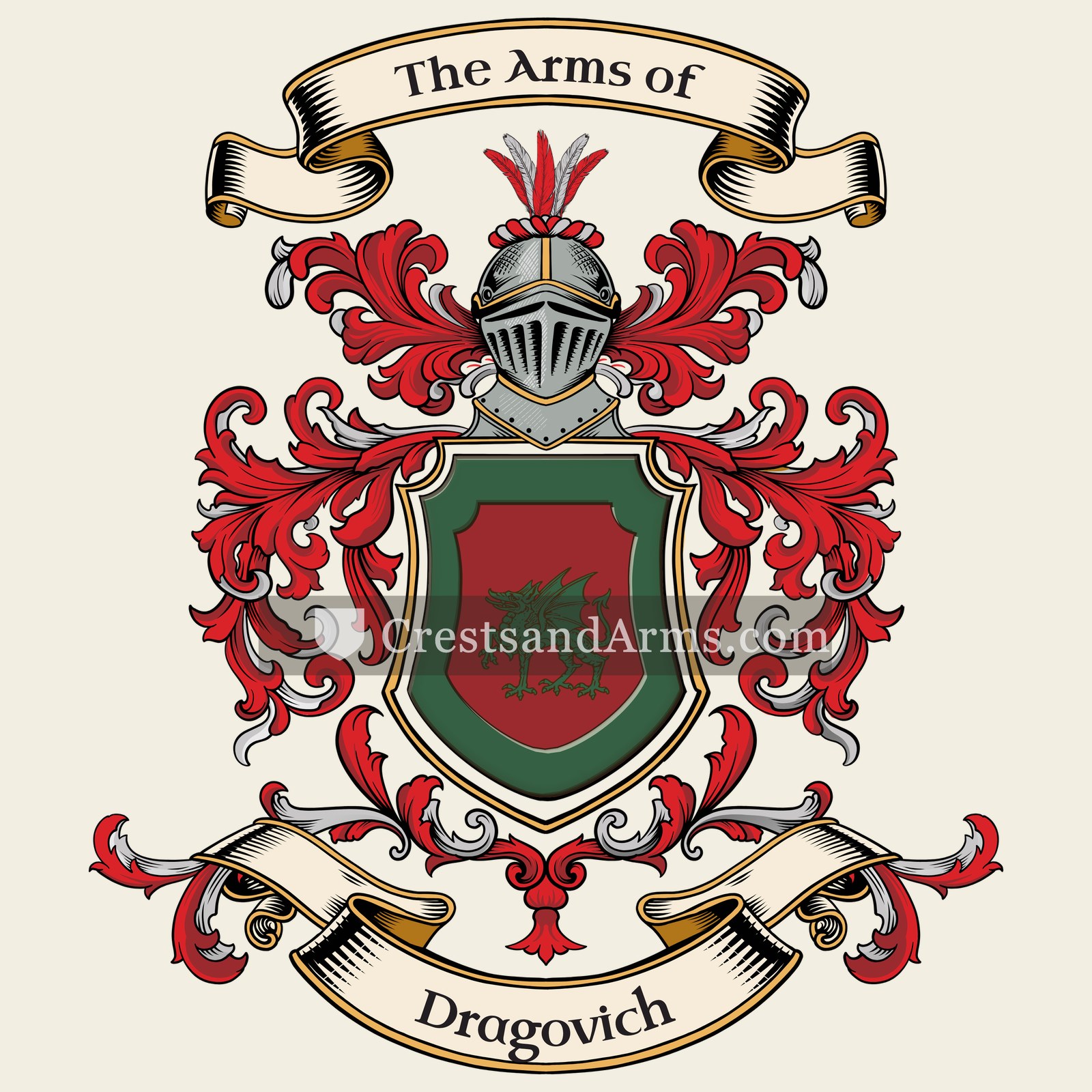 The Dragovich coat of arms, drawn from the recorded blazon