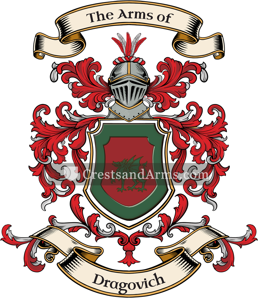 The Dragovich coat of arms, drawn from the recorded blazon