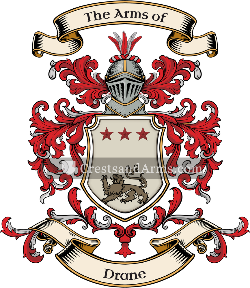 The Drane coat of arms, drawn from the recorded blazon