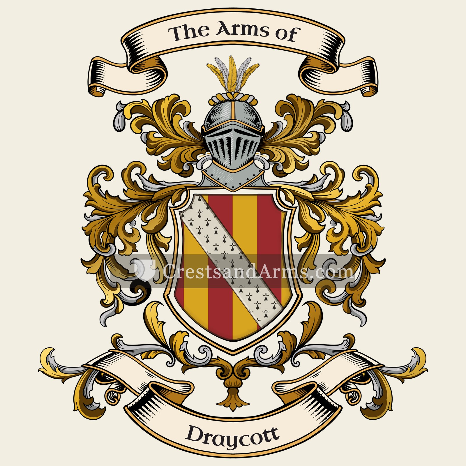 The Draycott coat of arms, drawn from the recorded blazon