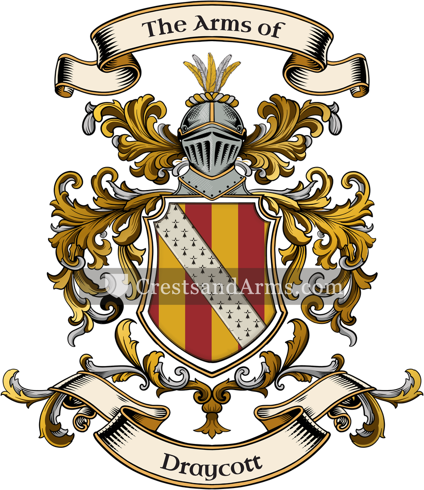 The Draycott coat of arms, drawn from the recorded blazon