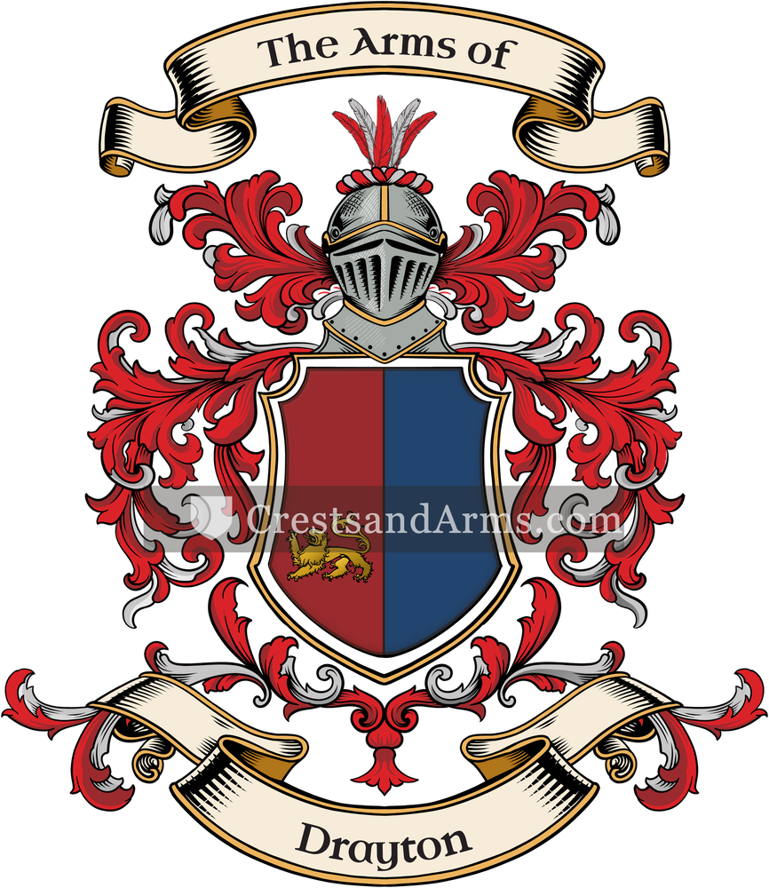 The Drayton coat of arms, drawn from the recorded blazon