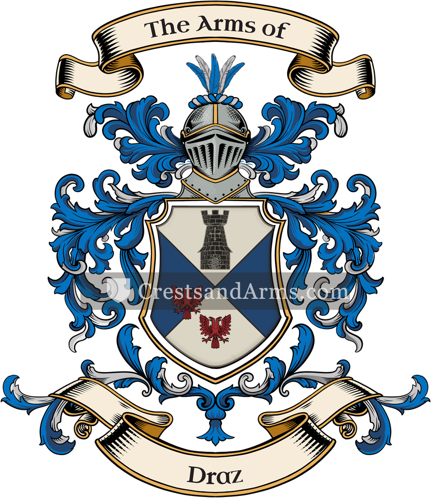 The Draz coat of arms, drawn from the recorded blazon