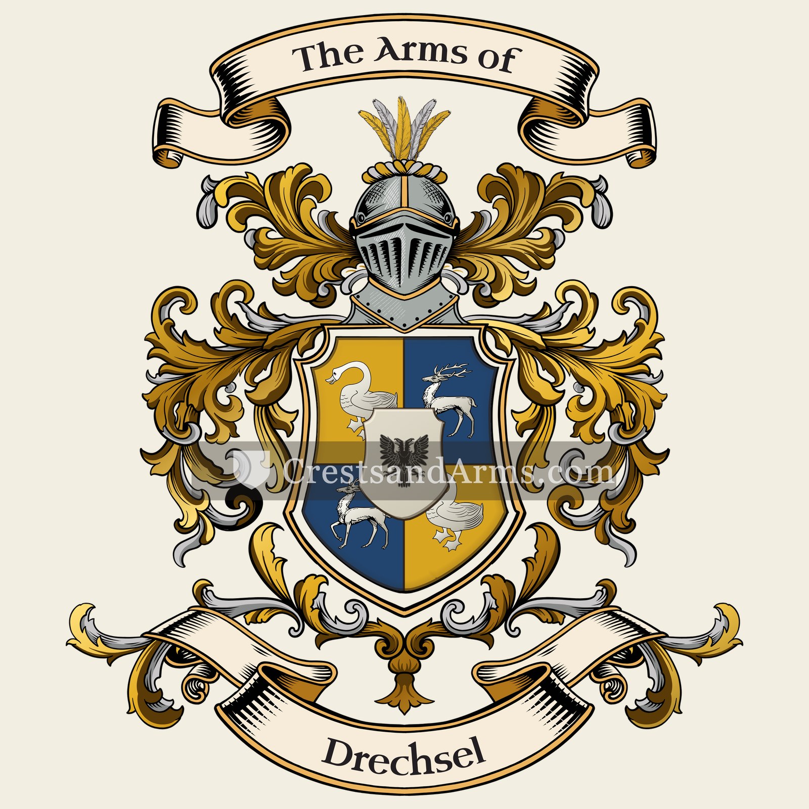 The Drechsel coat of arms, drawn from the recorded blazon