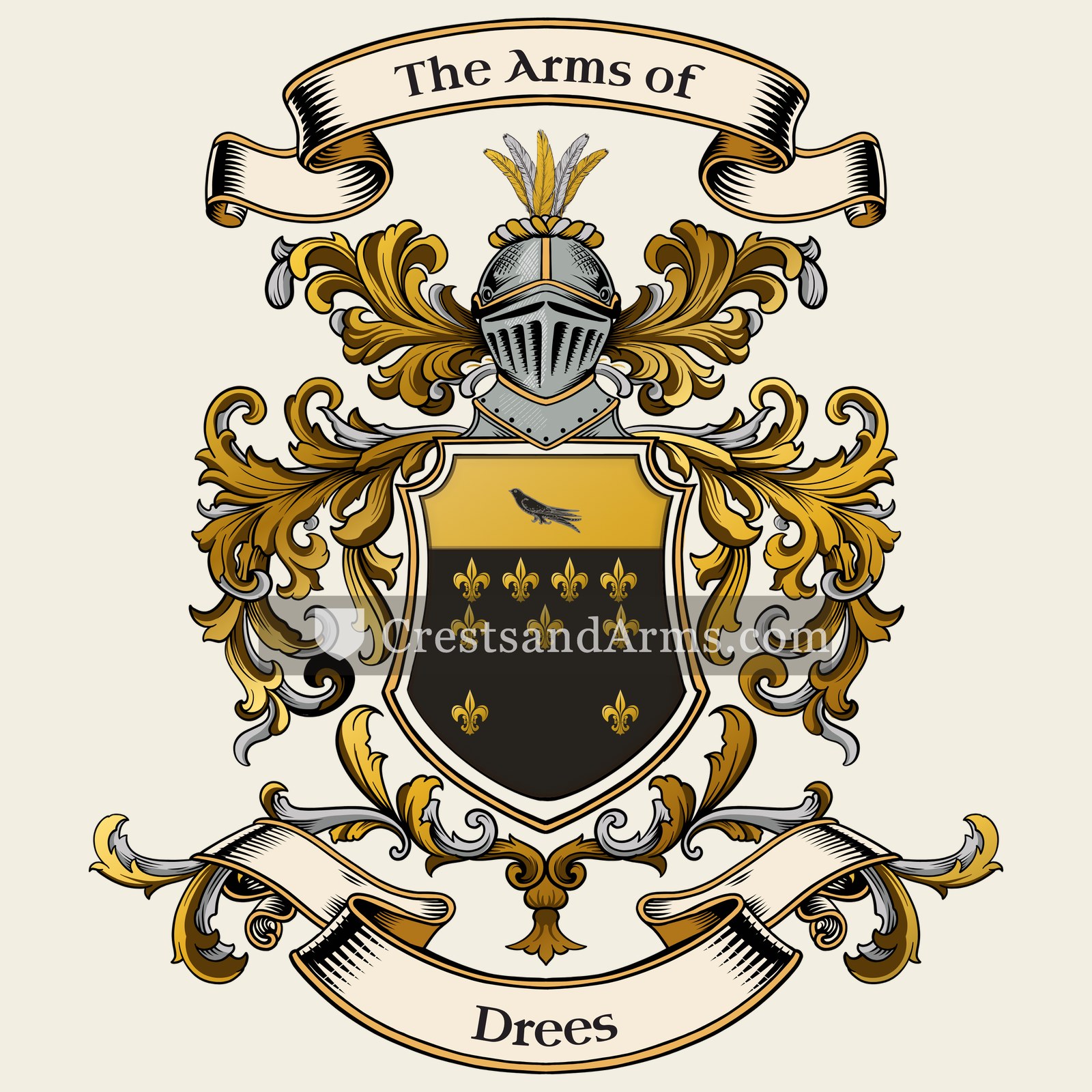 The Drees coat of arms, drawn from the recorded blazon