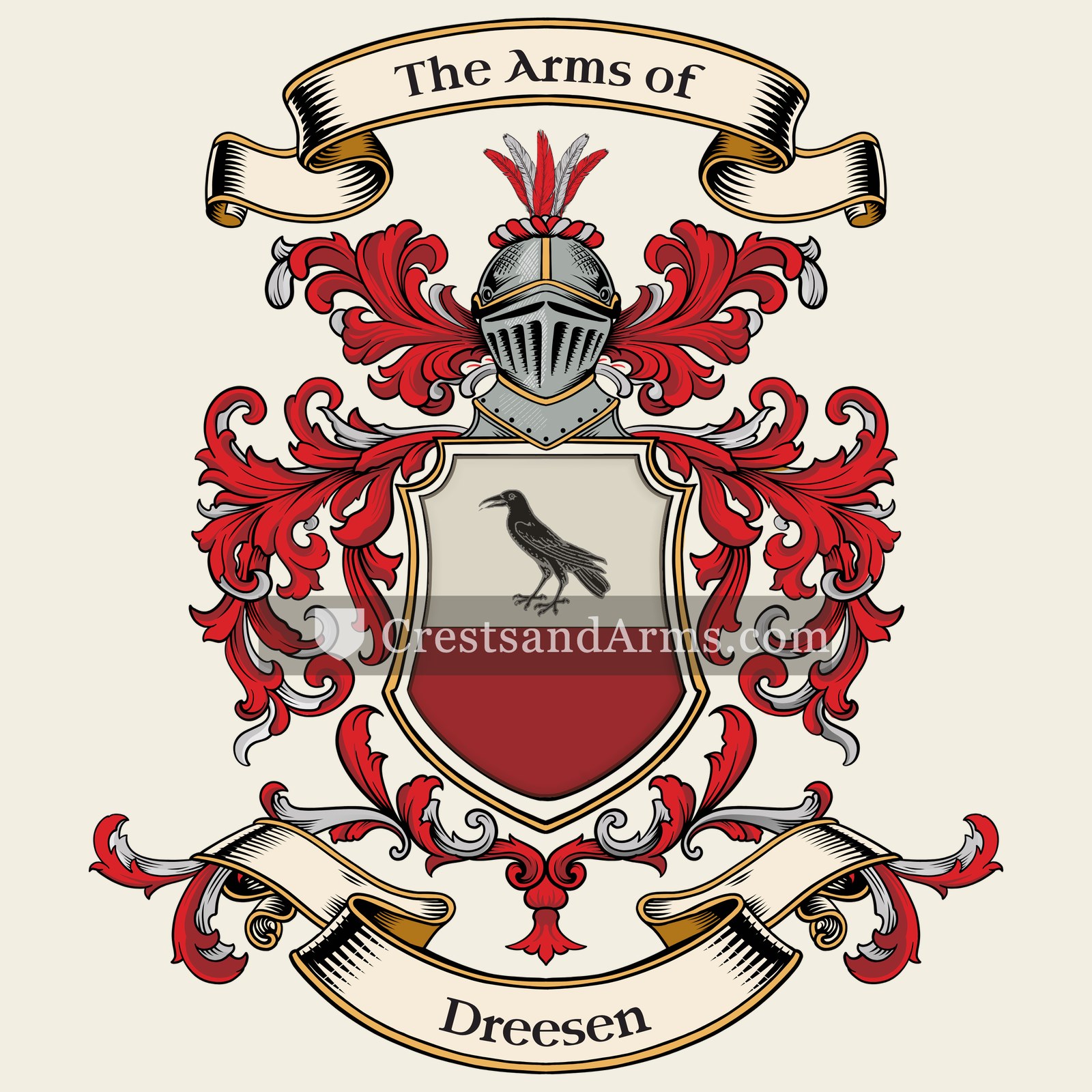 The Dreesen coat of arms, drawn from the recorded blazon