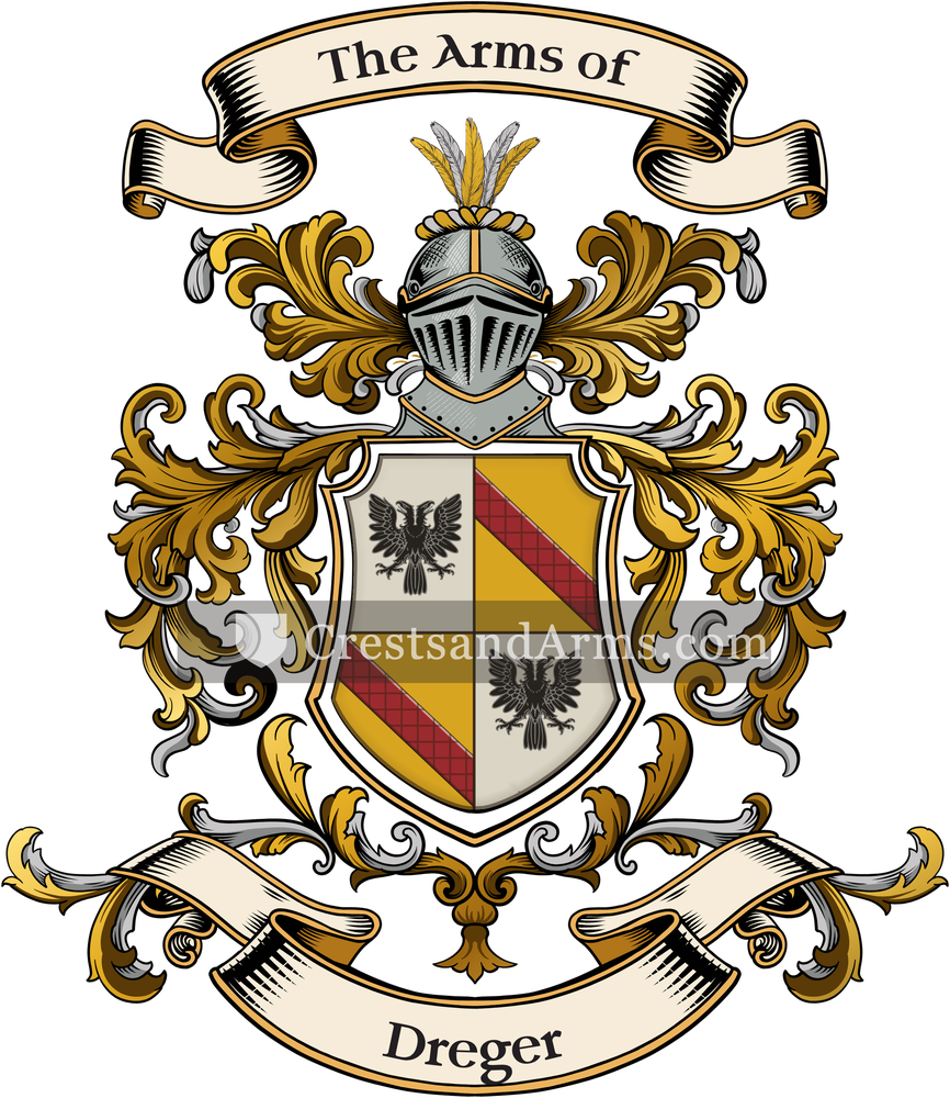 The Dreger coat of arms, drawn from the recorded blazon