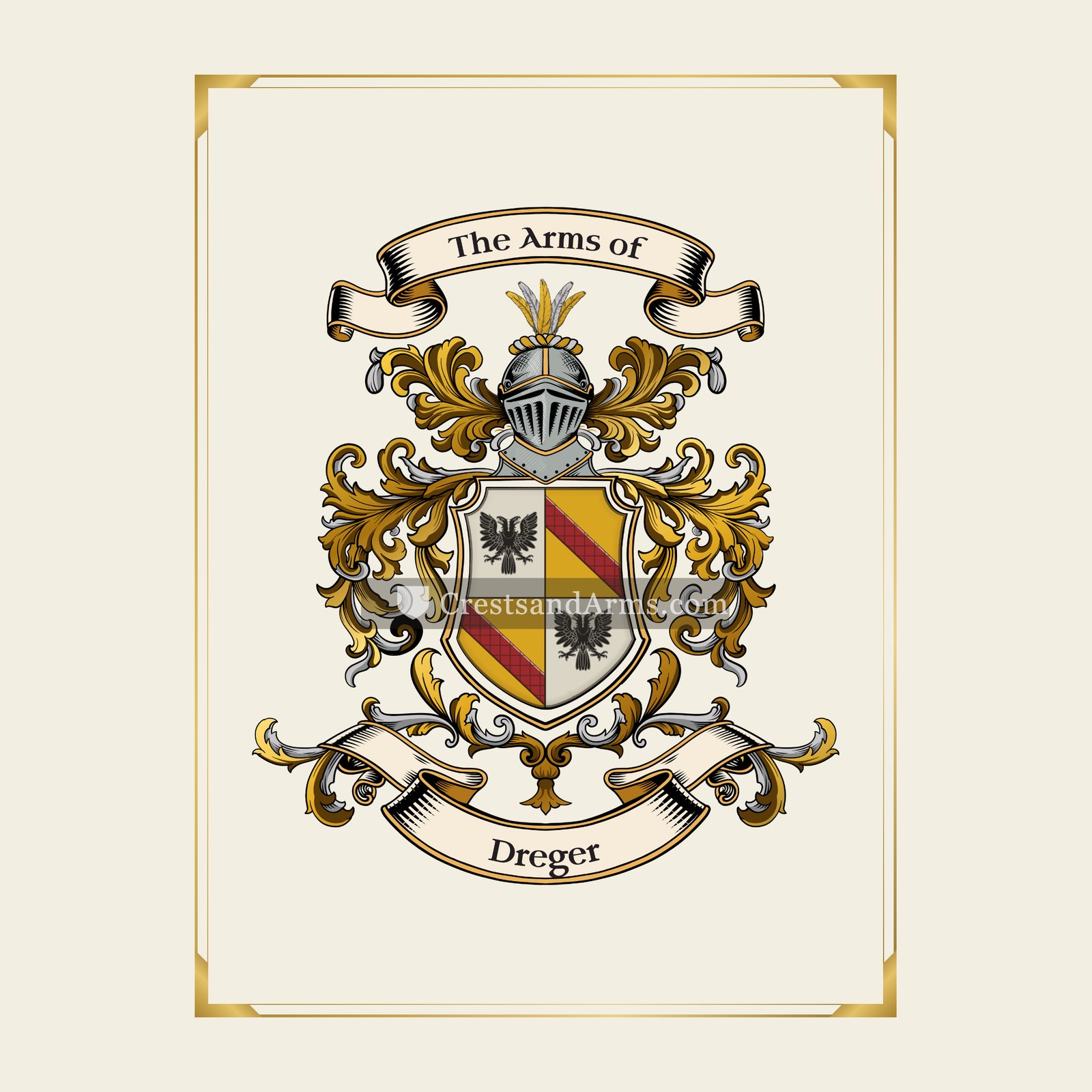 With gold border