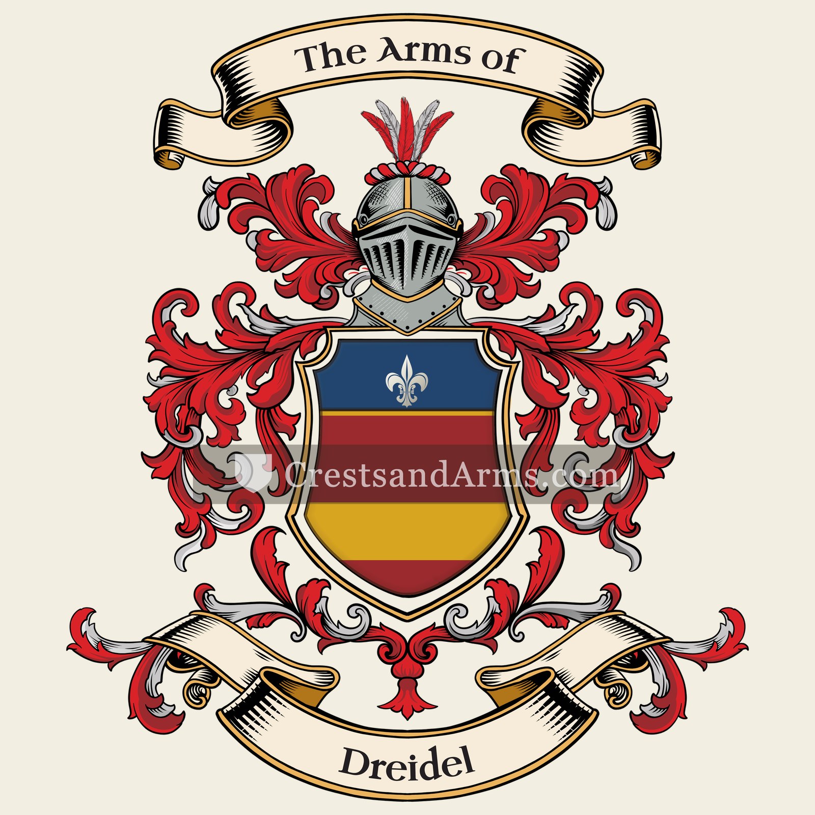 The Dreidel coat of arms, drawn from the recorded blazon