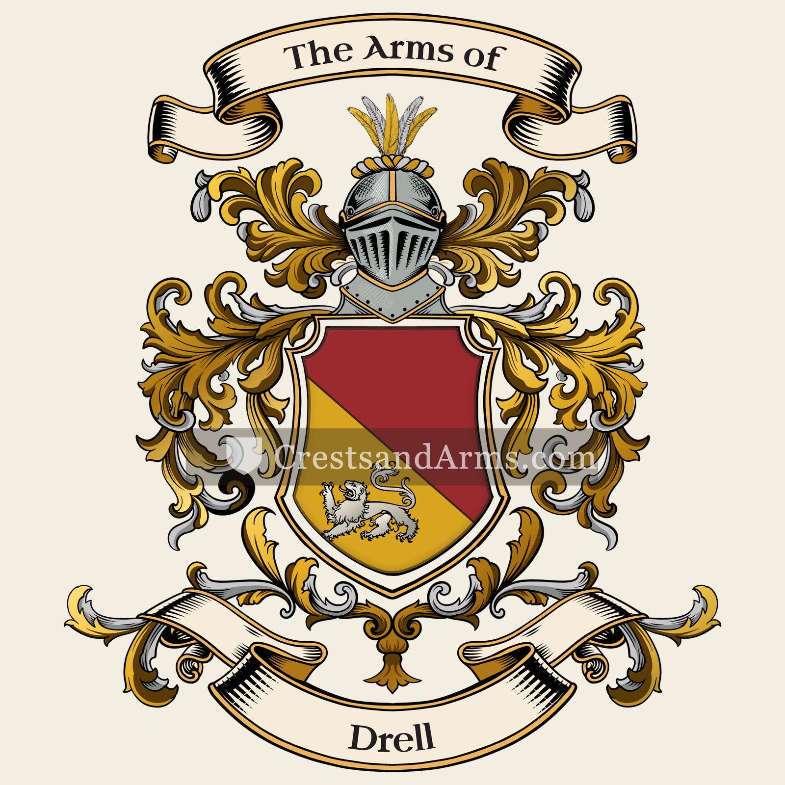 The Drell coat of arms, drawn from the recorded blazon